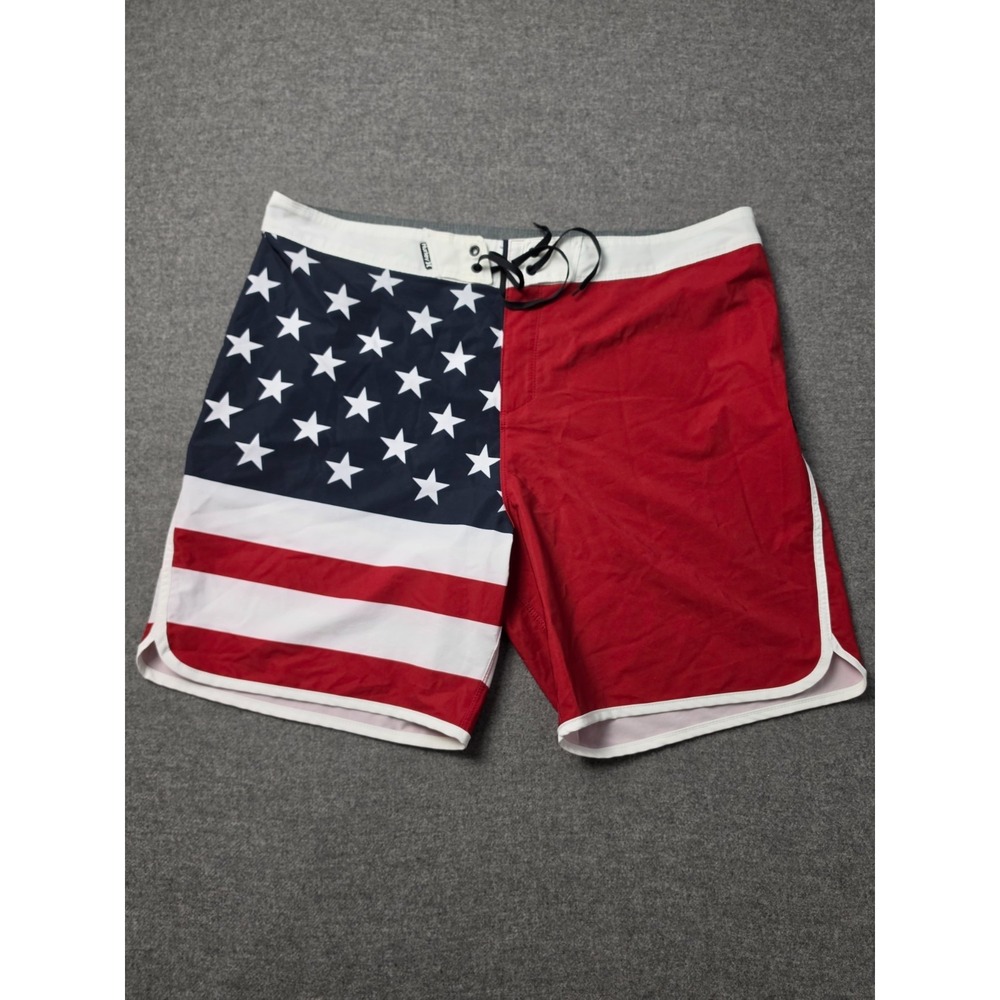 Hurley Board Shorts Mens 38 Multi USA Flag Patriotic Surf Surfing Water Polo